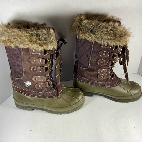 ARCTIC SHIELD leather fur lined lace up snow boots winter gorpcore duck boot - Picture 5 of 10